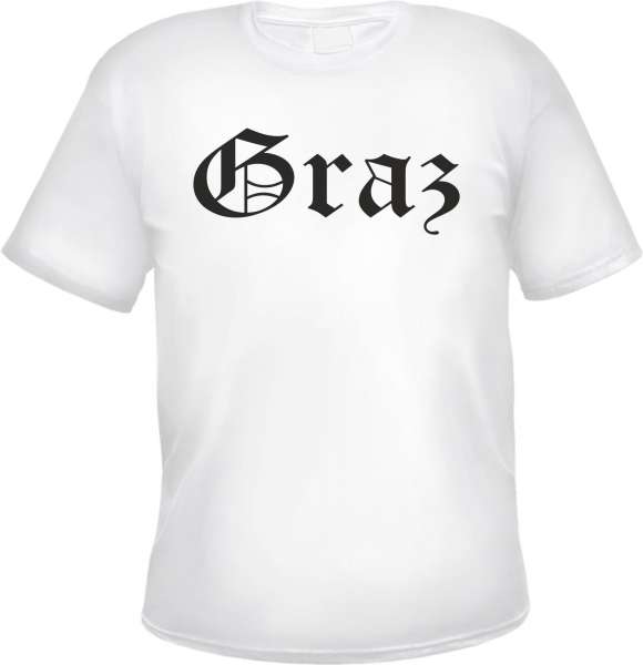 Graz Herren T-Shirt - Altdeutsch - Weißes Tee Shirt