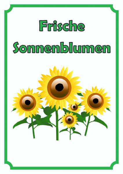 Sonnenblumen Schild Hochkant