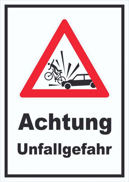 Auto und Fahrradfahrer Unfall Schild