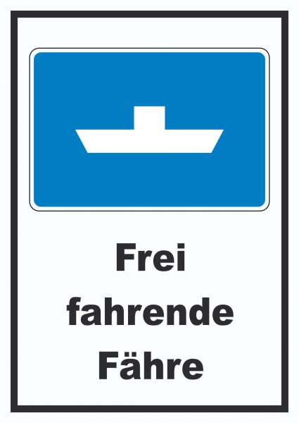 Frei fahrende Fähre Symbol und Text