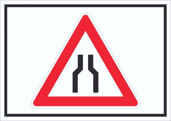 Schild Achtung Verengte Fahrbahn Symbol