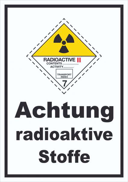 Schild radioaktive Stoffe Radioactive II-GELB hochkant