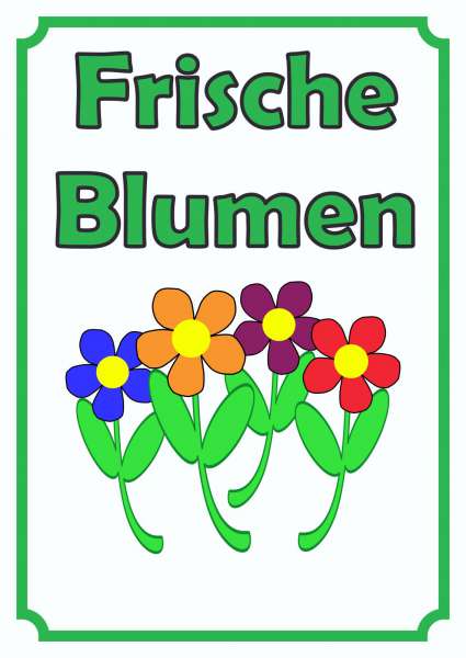 Verkaufsschild Schild Blumen Hochkant