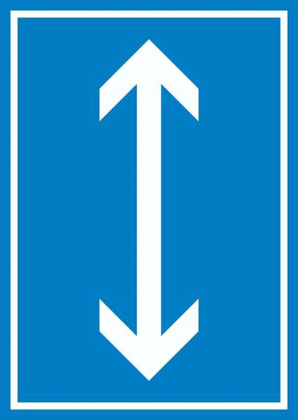 Richtungspfeil hoch runter Schild hochkant weiss blau Pfeil