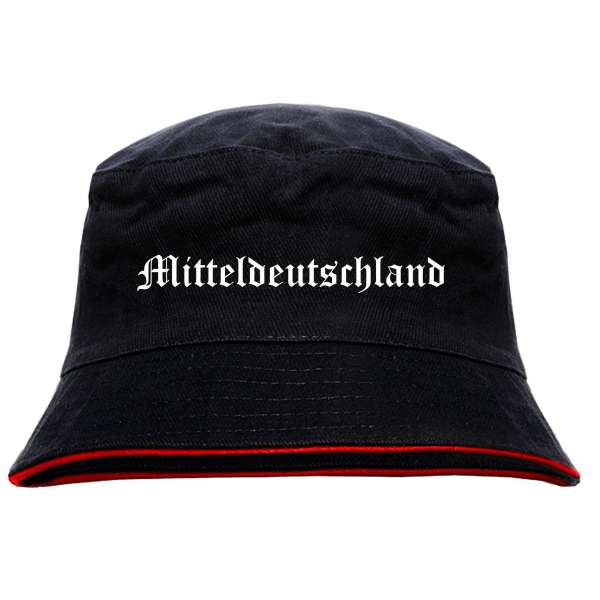 Mitteldeutschland Anglerhut - Altdeutsche Schrift - Schwarz-Roter Fischerhut