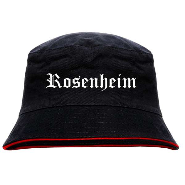 Rosenheim Anglerhut - Altdeutsche Schrift - Schwarz-Roter Fischerhut