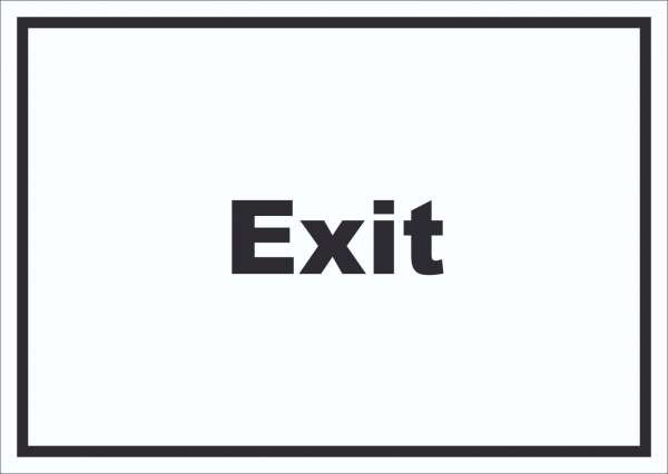 Exit Schild mit Text Ausgang waagerecht