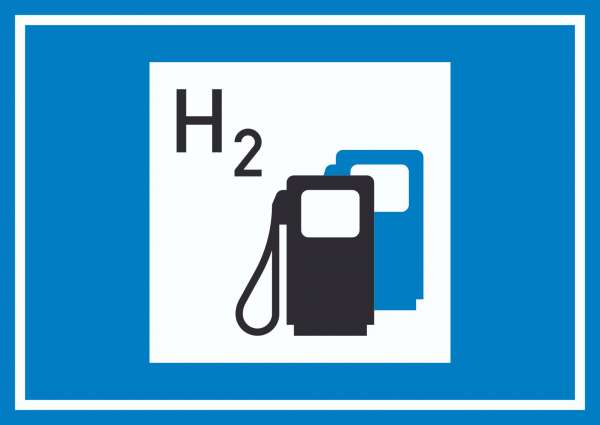 Wasserstofftankstelle Symbol Schild