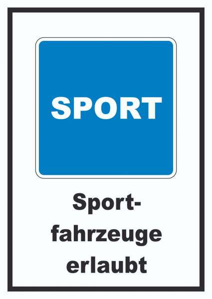 Sportfahrzeuge erlaubt Sportboote Symbol und Text