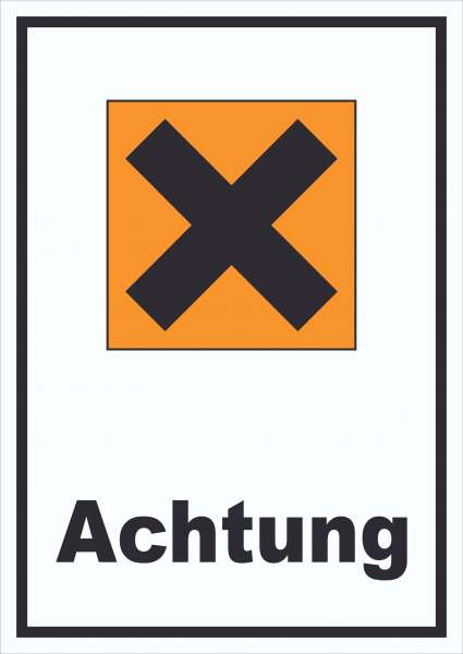 Schild Gefahrensymbol Gesundheitsschädlich Achtung Kreuz hochkant