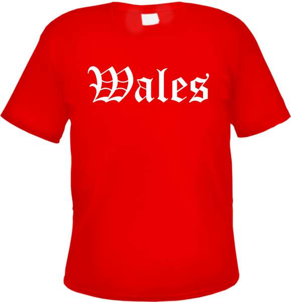 Wales Herren T-Shirt - Altdeutsch - Rotes Tee Shirt