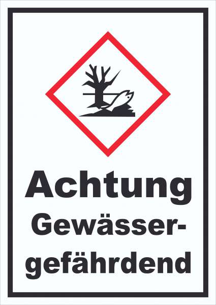 Schild Gewässergefährdend Verunreinigung von Wasser hochkant