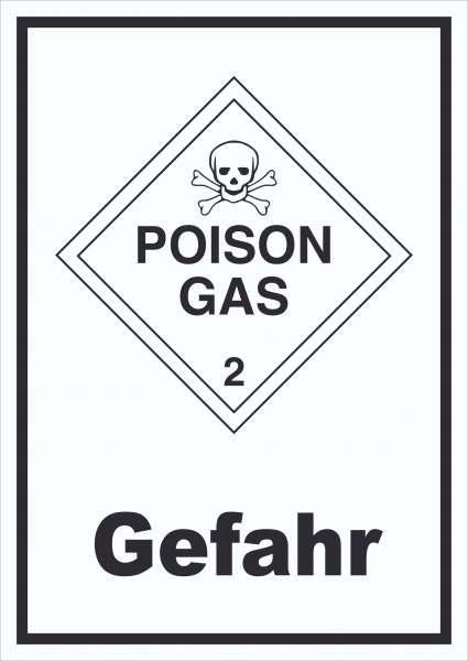 Schild Giftige Gase Gefahr Poison Gas Totenkopf hochkant