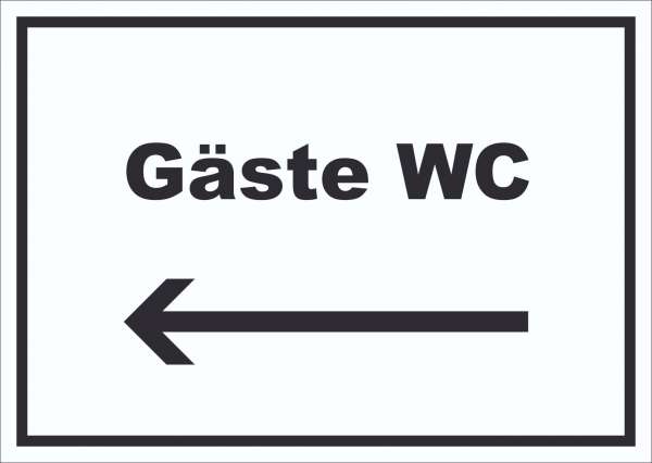 Gäste WC Schild mit Text und Richtungspfeil links Toilette waagerecht