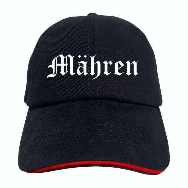 Mähren Cappy - Altdeutsch bedruckt - Schirmmütze - Schwarz-Rotes Cap